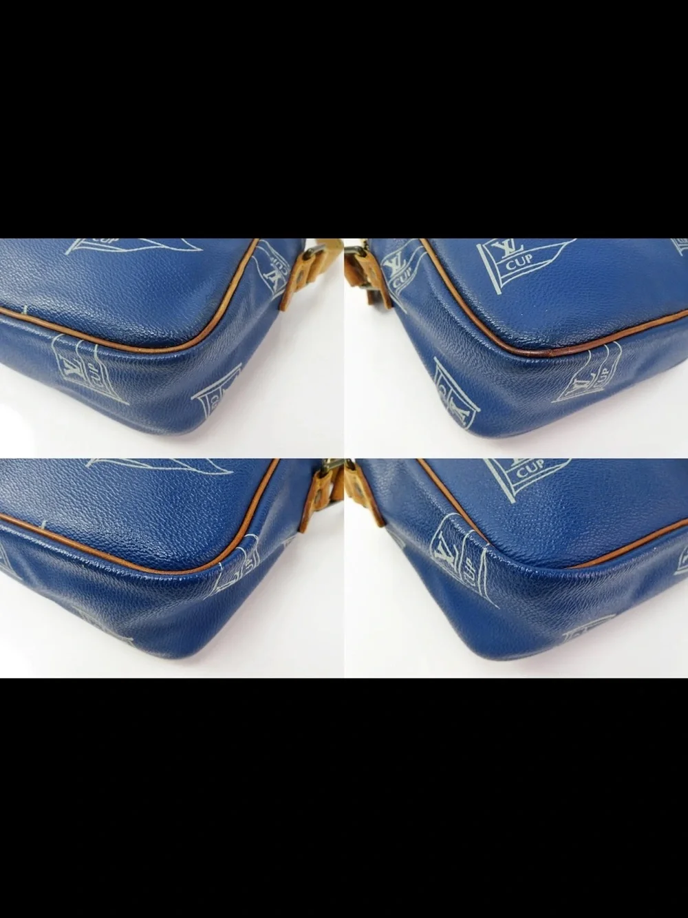 Louis Vuitton Blue and Tan Messenger Bag with LV Cup Motif